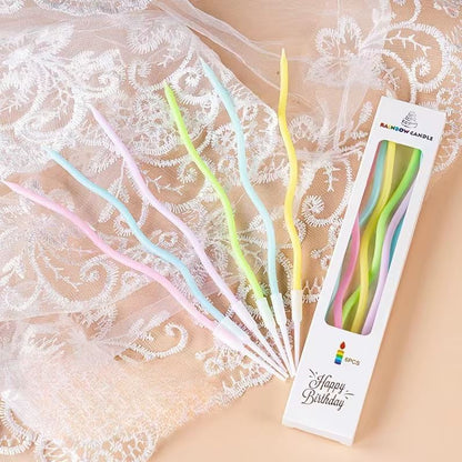 Zakręcone świeczki urodzinowe, kolorowe, 11 cm – 6 szt.