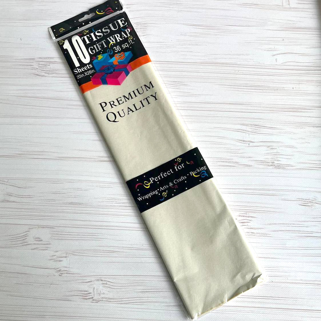 Bibuła dekoracyjna 50×65 cm (10 arkuszy) – biała czekolada