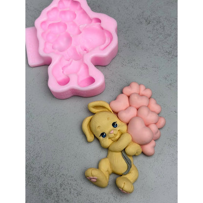 Forma silikonowa Zajączek z serduszkami 2D