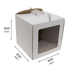 Pudełko na tort karton BIAŁE z okienkiem 30×30×30 cm – 5 szt.