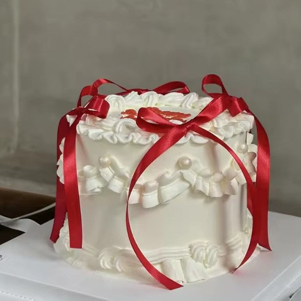 Kokardki na tort – czerwone, satynowe (5 sztuk)