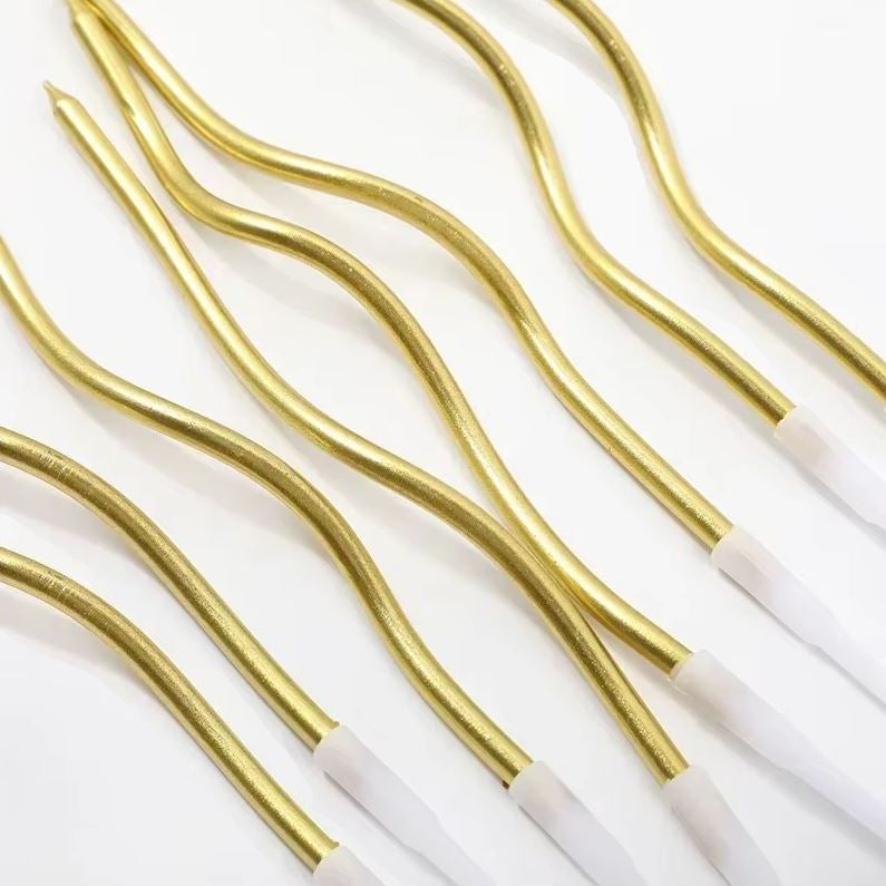 Zakręcone świeczki urodzinowe, złote, 11 cm – 8 szt.