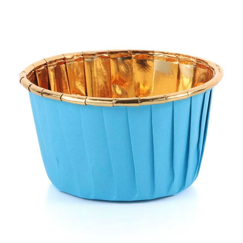 Papilotki do muffin / babeczek – 25 sztuk – Niebiesko/złote