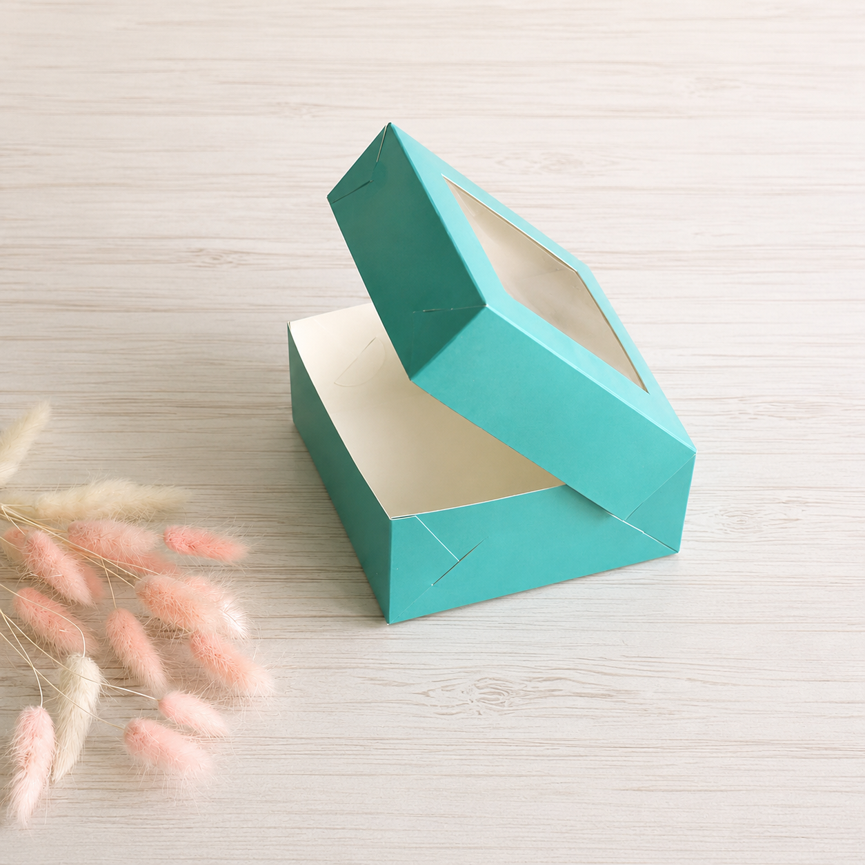 Pudełko na deser 13×13×6 cm z okienkiem, Tiffany – 5 szt.