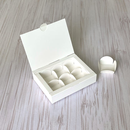 Pudełko na 6 pralinek, białe, 110x145x30 mm, 5 szt.