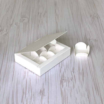 Pudełko na 6 pralinek, białe, 110x145x30 mm, 5 szt.