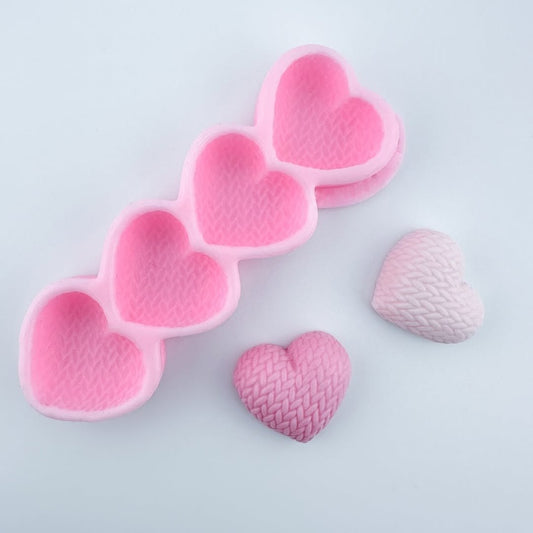 Forma silikonowa Dziergane serca mini
