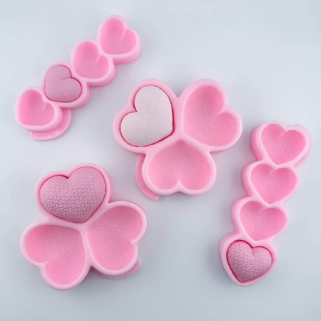 Forma silikonowa Dziergane serca mini