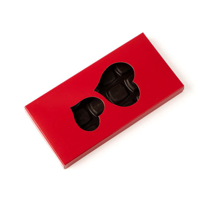 Pudełko na tabliczkę czekolady z motywem serca 155×75×11 mm, czerwone – 5 szt.