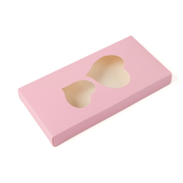 Pudełko na tabliczkę czekolady z motywem serca 160×80×17 mm, różowe – 5 szt.
