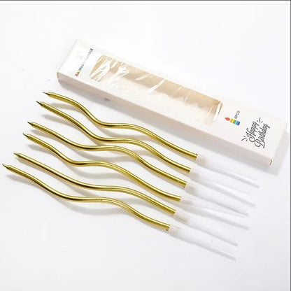 Zakręcone świeczki urodzinowe, złote, 11 cm – 6 szt.