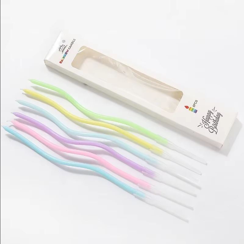 Zakręcone świeczki urodzinowe, kolorowe, 11 cm – 6 szt.