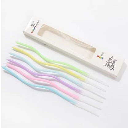 Zakręcone świeczki urodzinowe, kolorowe, 11 cm – 6 szt.