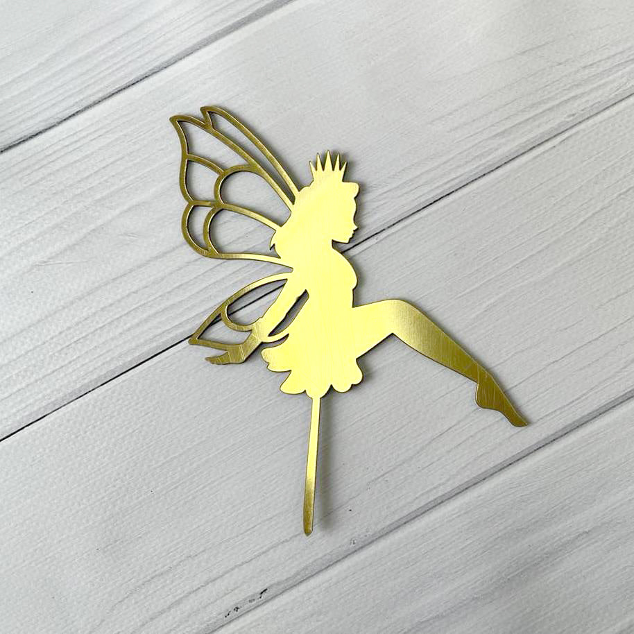 Topper na tort „Wróżka”, złoty (Dekor 16)