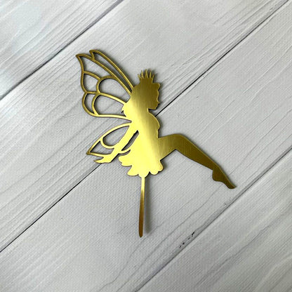 Topper na tort „Wróżka”, złoty (Dekor 16)