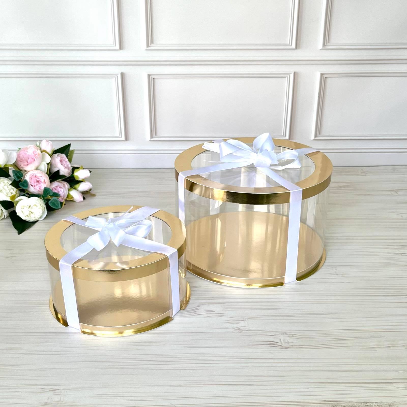 Przezroczyste okrągłe pudełko na tort Złoto